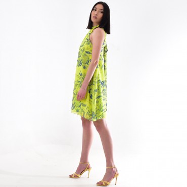 PRINTED MIDI DRESS WITHOUT SLEEVES