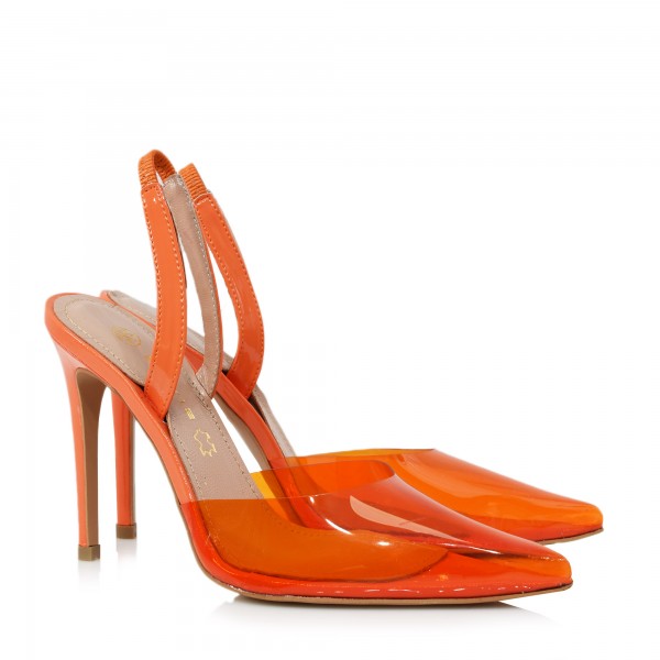 PUMPS WITH TRANSPARENCY ORANGE