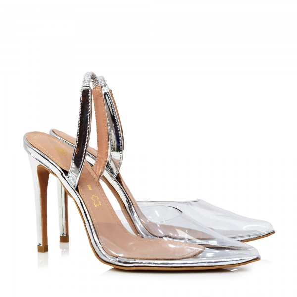 PUMPS WITH TRANSPARENCY SILVER