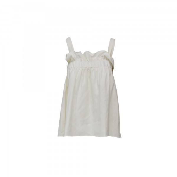 STRAP FRILL LINEN TOP IVORY