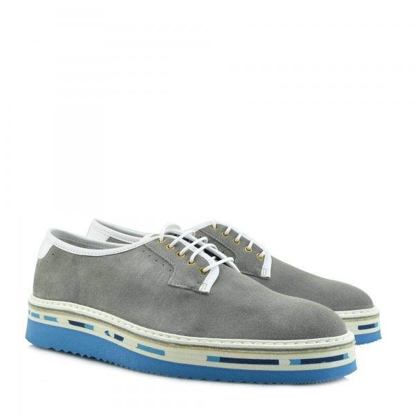 LIGHT GREY SUEDE/BLUE STACKED SOLE