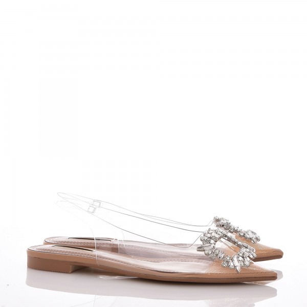 FLAT SHOE WITH TRANSPERENCY AND SHINE BUCKLE