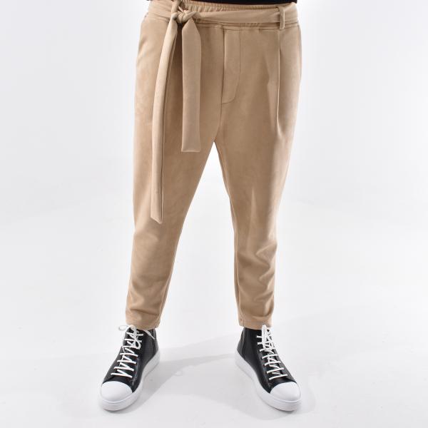 CORD TROUSER WITH PLEAT AND BELT