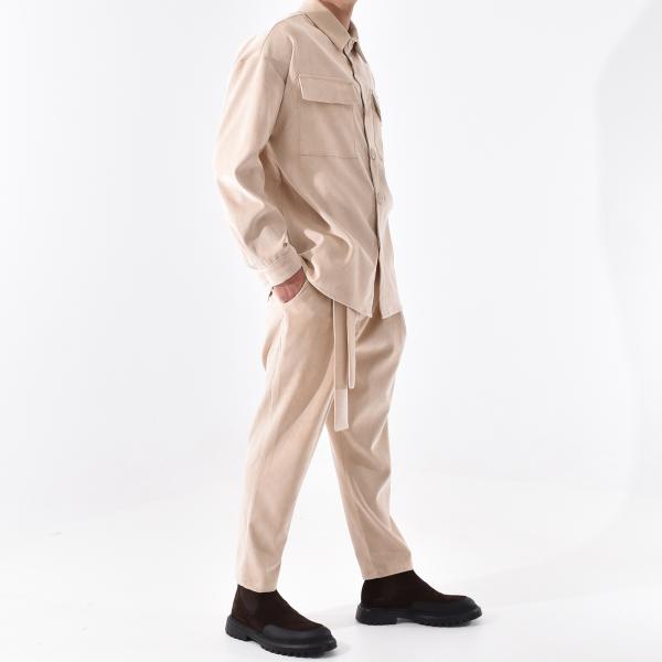 CORD TROUSER WITH PLEAT AND BELT