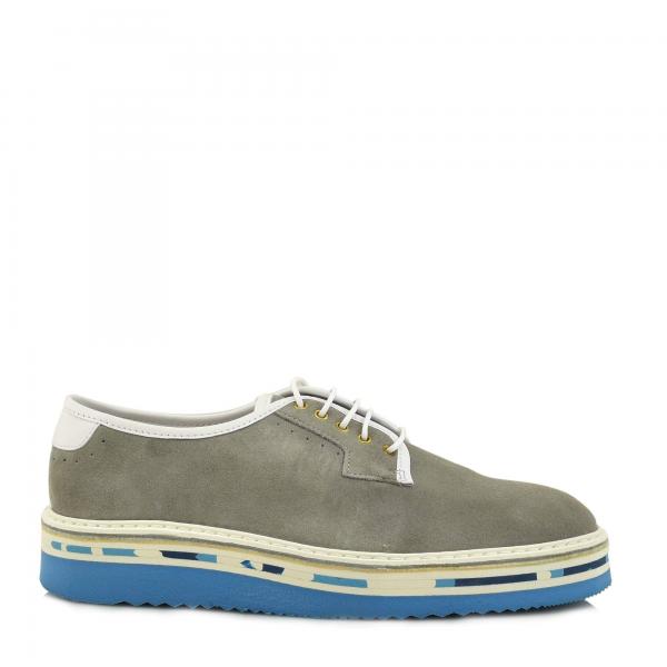 LIGHT GREY SUEDE/BLUE STACKED SOLE