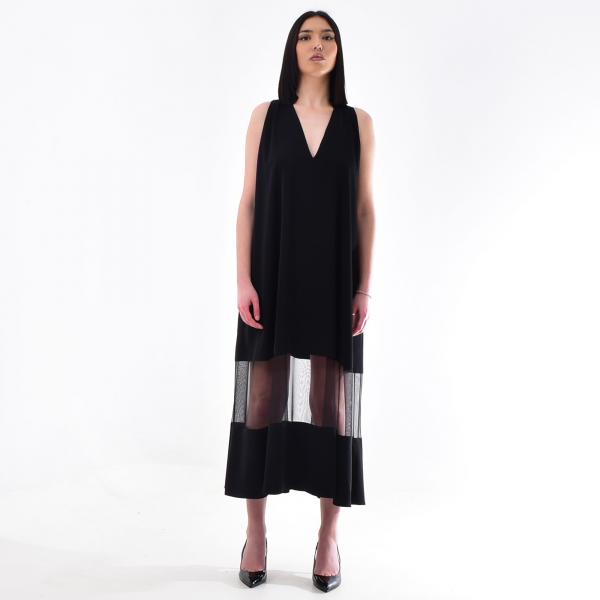 MAXI SLEEVELESS DRESS WITH TRANSPARENCY