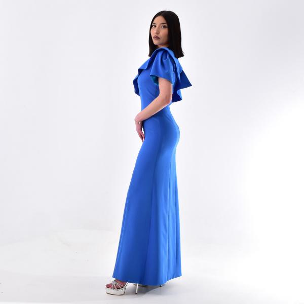 LONG DRESS WITH FRILL AND ONE SHOULDER